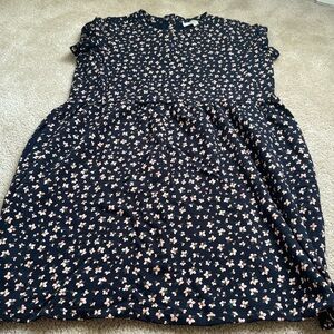 Women’s Loft blue and floral terry cotton knee length dress size M